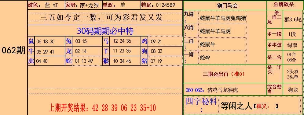 202562期：30码中特图